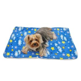 Stars and Clouds Fleece/Plush Blanket (Color: Blue, size: One Size)