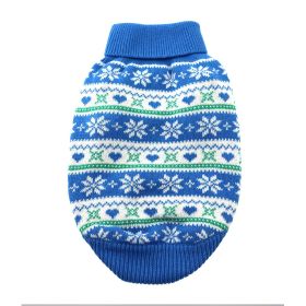Combed Cotton Snowflake and Hearts Dog Sweater (Color: Blue, size: 3X-Large)