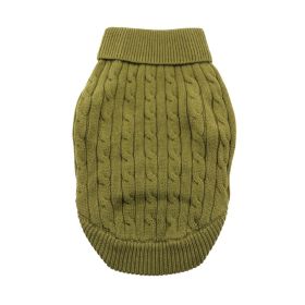 Combed Cotton Cable Knit Dog Sweater (Color: Herb Green, size: large)
