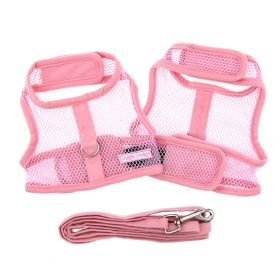 Cool Mesh Dog Harness with Leash (Color: Solid Pink, size: small)