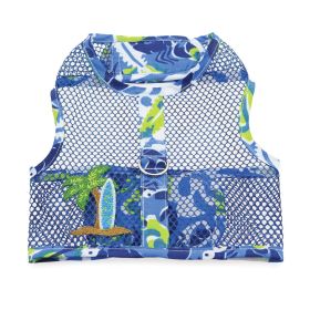 Cool Mesh Dog Harness with Leash (Color: Surfboard Blue and Green / Ocean Blue and Palms, size: X-Small)